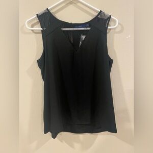 Apt 9 Black Mesh Shoulder V-Neck Blouse - Size Small NWT